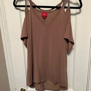 Daytrip  Taupe Cold Shoulder Women's Top